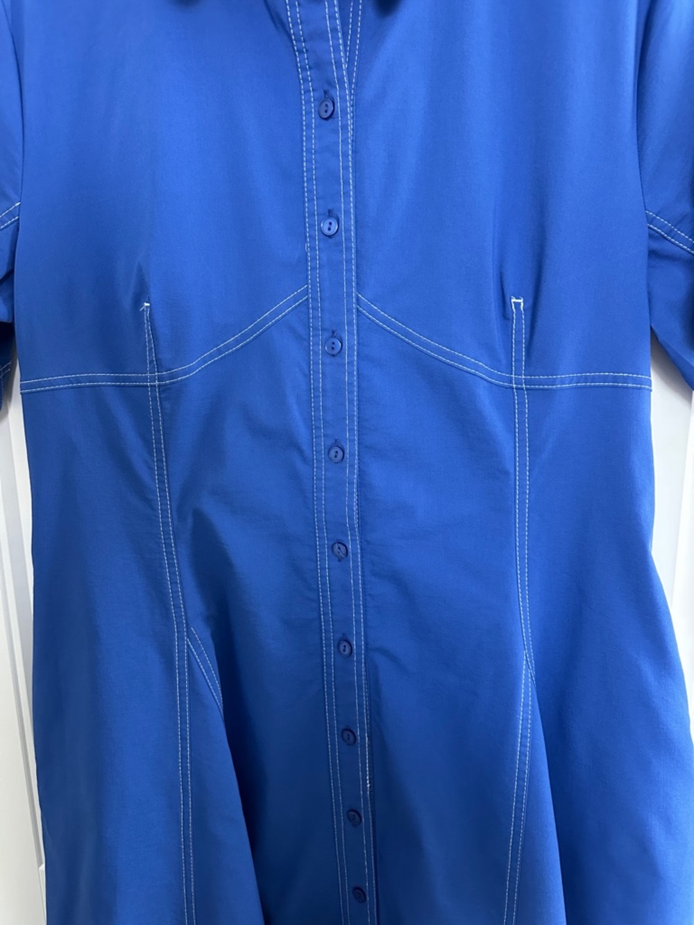 Anthropologie/Exquise Cobalt Blue Button-Front Shirt Midi Dress - Picture 8 of 11